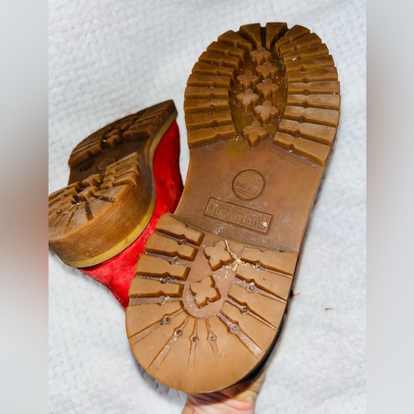 TIMBERLAND Red Boots sz Youth 4 - Picture 7 of 10